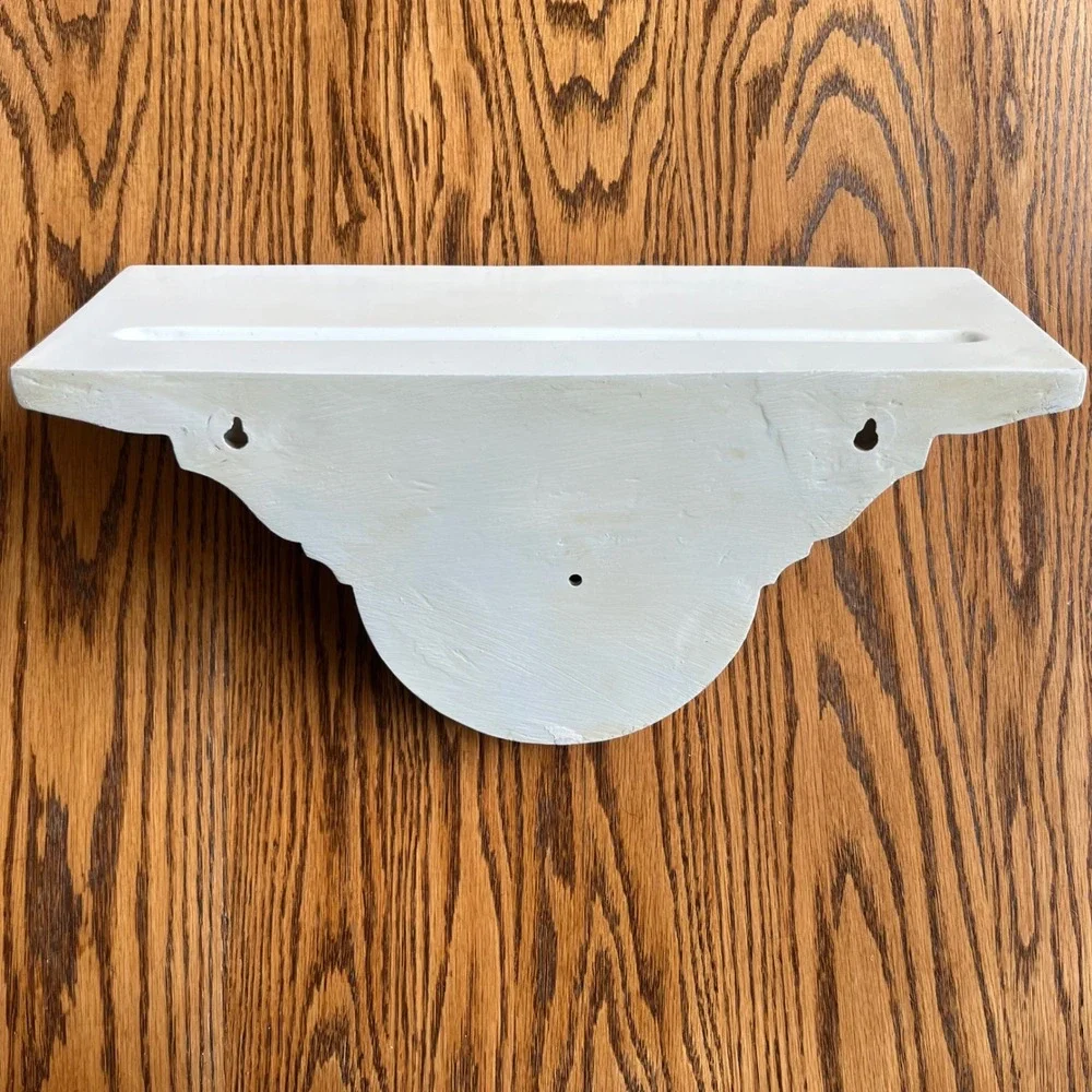 Vintage White Corbel Floating Wall Shelf Scallop Shell Architectural Ledge Decor
